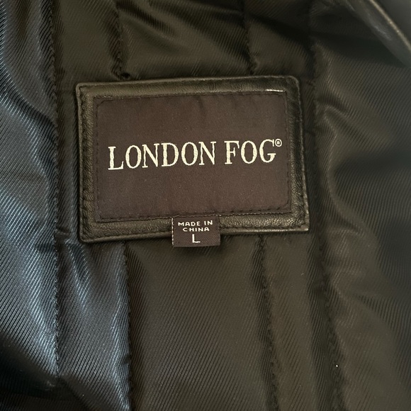 Black Leather Men’s London Fog Jacket L, genuine - Picture 7 of 10